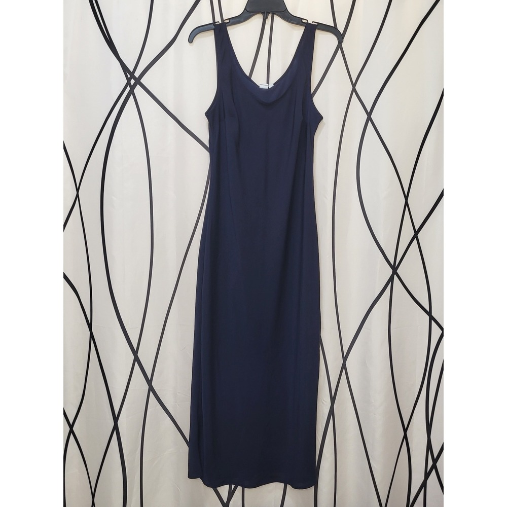 Gap Women's Navy Blue Sleeveless Scoop Neck Maxi Column Dress Size M Side Slit